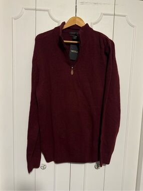 Lachlan Lambswool Men's Maroon Zip-Neck Sweater